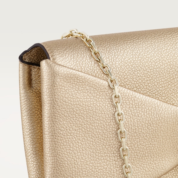 ポーチ パンテール グラフィック ゴールドメタリック カーフスキン、ゴールドフィニッシュ