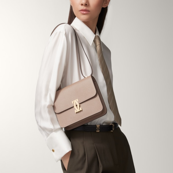 ミニ バッグ C ドゥ カルティエ  クレイカラー テクスチャード カーフスキン、ゴールドフィニッシュ