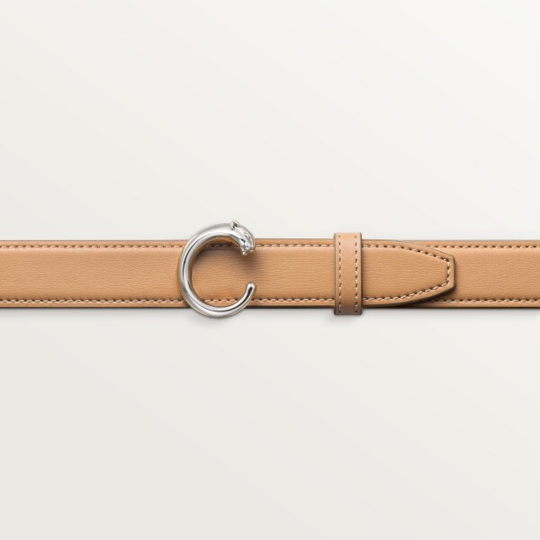 日本未入荷 ベルト カルティエ ドゥ パンテール - CRL5000641 - Cartier - カウハイド、パラジウムフィニッシュ ベージュ 小物