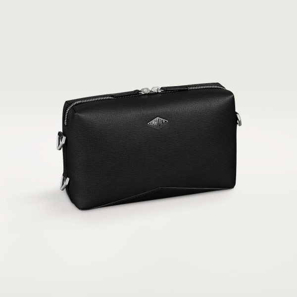 バッグ ロザンジュ  ブラック グレインド カーフスキン、パラジウムフィニッシュ＆エナメル