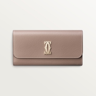 ウォレット C ドゥ カルティエ  クレイカラー テクスチャード カーフスキン、ゴールドフィニッシュ