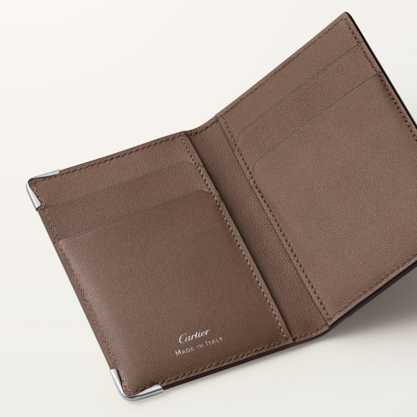 カード ホルダー マスト  デボス加工 ペッパーグレー カーフレザー、ゴドロンモチーフ、エンボス加工 パラジウムフィニッシュ 