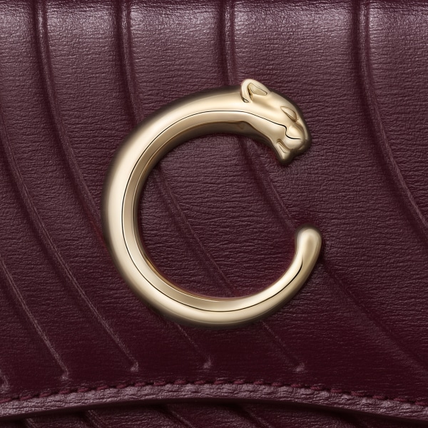 ウォレット パンテール C  グレープ カーフスキン、カルティエ シグネチャーモチーフのエンボス加工、ゴールドフィニッシュ