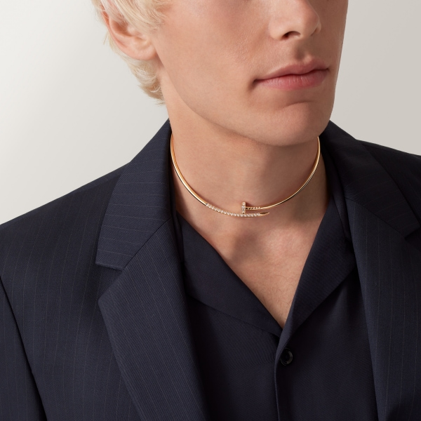 ジュスト アン クル トルク ネックレス、スモールモデル、リバースセッティング ダイヤモンド、ダイヤモンド イエローゴールド、ダイヤモンド