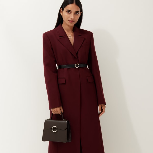 スモール バッグ パンテール C  トンカブラウン カーフスキン、パラジウムフィニッシュ、ゼブラ モチーフ