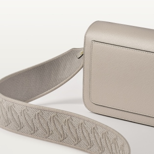 イーストウェストバッグ C ドゥ カルティエ  ベージュ テクスチャー カーフスキン、刺繍入り、ゴールドフィニッシュ