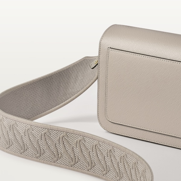 イーストウェストバッグ C ドゥ カルティエ  ベージュ テクスチャー カーフスキン、刺繍入り、ゴールドフィニッシュ