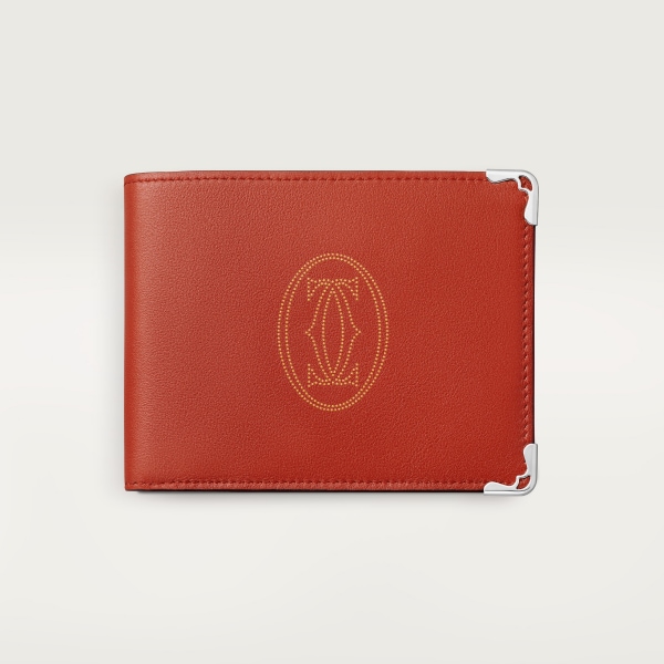 マスト ドゥ カルティエ 二つ折りウォレット テラコッタ カーフスキン