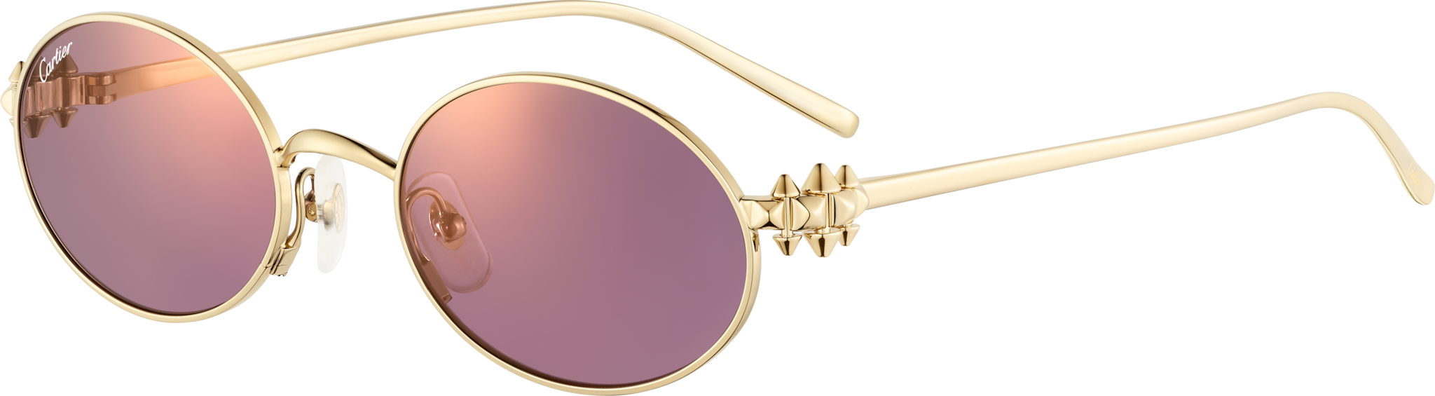 クラッシュ ドゥ カルティエ サングラススムース ゴールドフィニッシュ メタル、パープルレンズ
