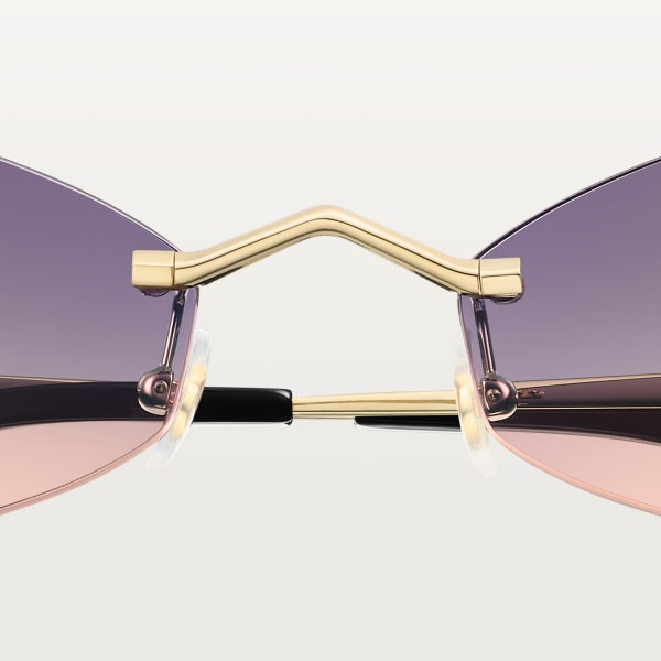 パンテール ドゥ カルティエ サングラス スムース ゴールドフィニッシュ メタル、パープルレンズ 