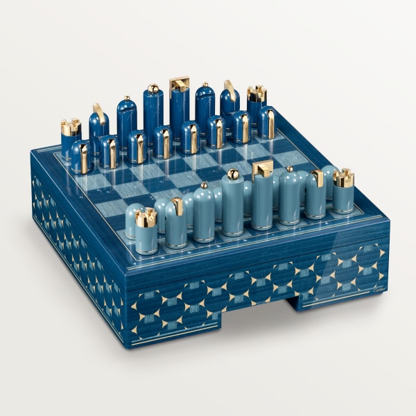 カルティエ ジオメトリック チェス セット ラッカーウッド、ゴールドカラー トランスファー