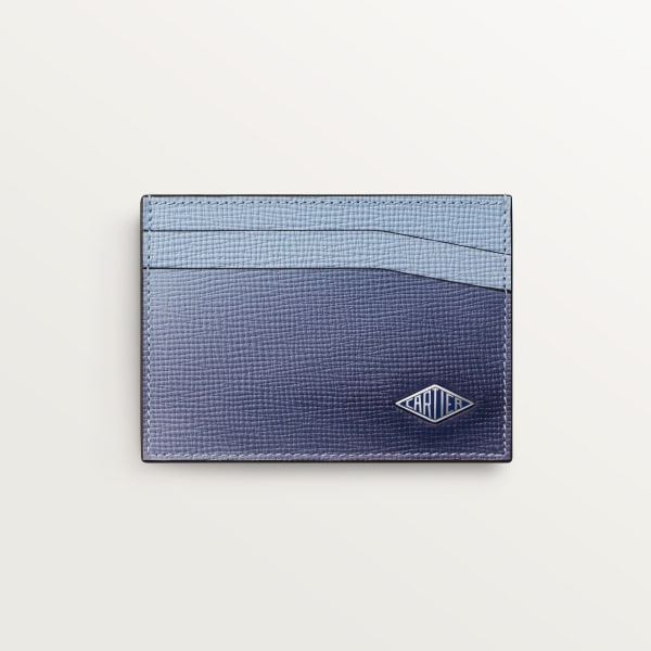 カード ホルダー ロザンジュ  ディープブルー＆クラウドグレー グラデーションカーフスキン、パラジウム＆エナメルフィニッシュ