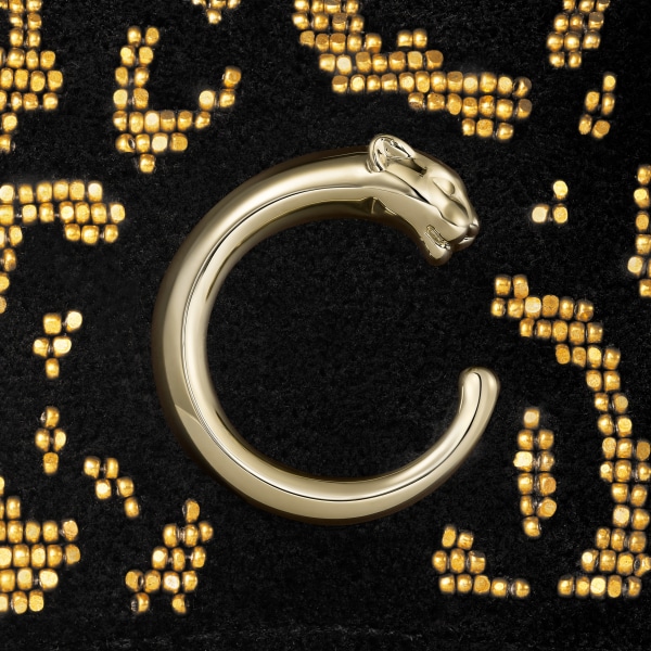 マイクロ バッグ パンテール C  レオパードモチーフのタフティングとビーズ、ゴールドフィニッシュ