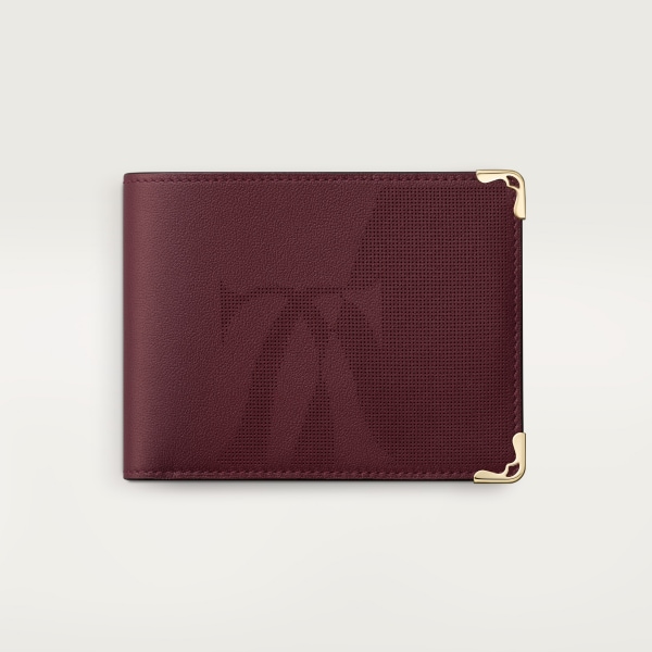 ウォレット マスト  XLロゴ パンチング加工ボルドーカラー カーフスキン、ゴールドフィニッシュ