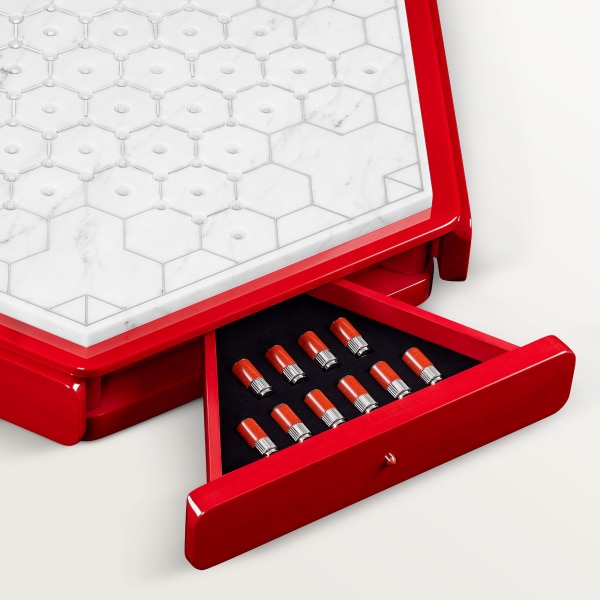 チャイニーズ ドラフツ スターリングシルバー、パラジウムフィニッシュ、イエローアベンチュリン、オレンジアベンチュリン、レッドジャスパー、ソーダライト、マグネサイト、ピカソマーブル、ホワイトマーブル、ラッカーウッド