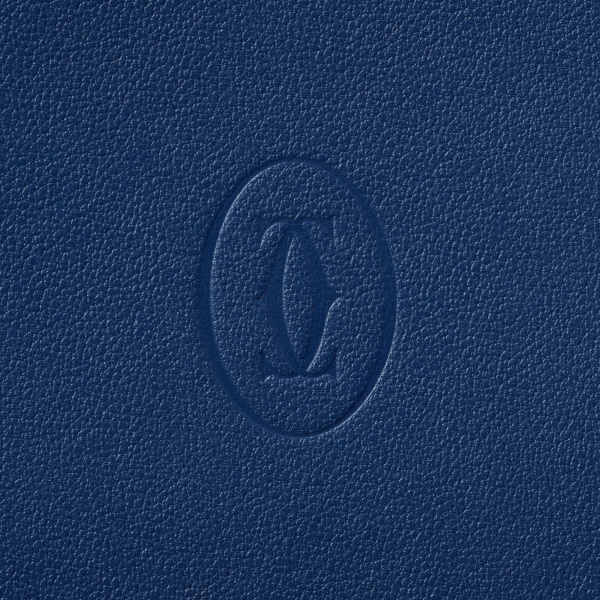 ウォレット マスト  ディープブルー カーフスキン、ゴールドフィニッシュ