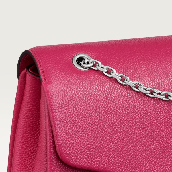 スモール バッグ パンテール グラフィック  ラズベリー カーフスキン、パラジウムフィニッシュ