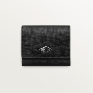 コインケース ロザンジュ  グレインド ブラック カーフスキン、パラジウムフィニッシュ