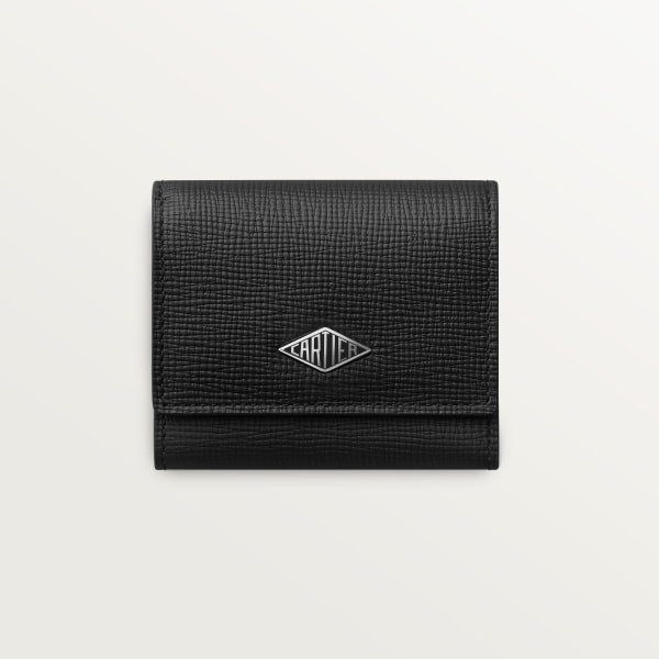 コインケース ロザンジュ  グレインド ブラック カーフスキン、パラジウムフィニッシュ