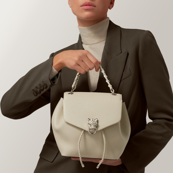 バックパック パンテール グラフィック  ソルトホワイト グレインド カーフスキン、パラジウムフィニッシュ