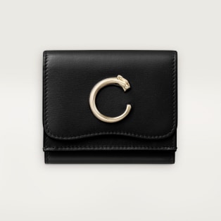ウォレット パンテール C  ブラック カーフスキン、ゴールドフィニッシュ