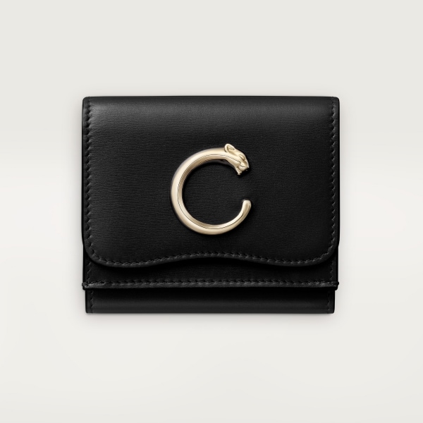 ウォレット パンテール C  ブラック カーフスキン、ゴールドフィニッシュ