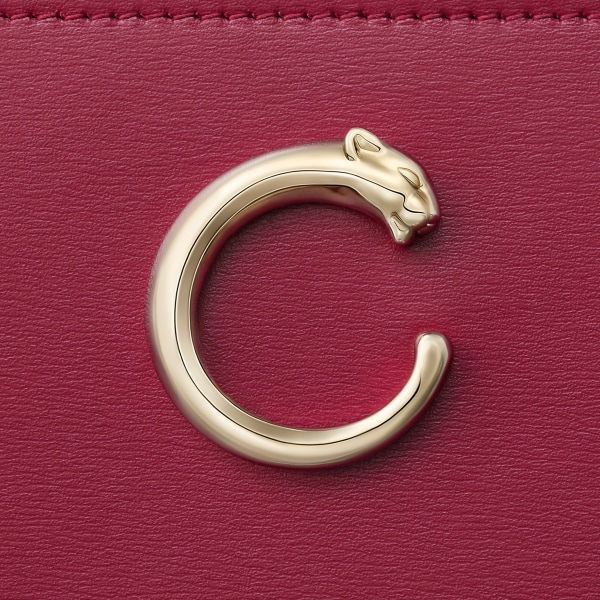 ウォレット パンテール C  チェリーレッド カーフスキン、ゴールドフィニッシュ