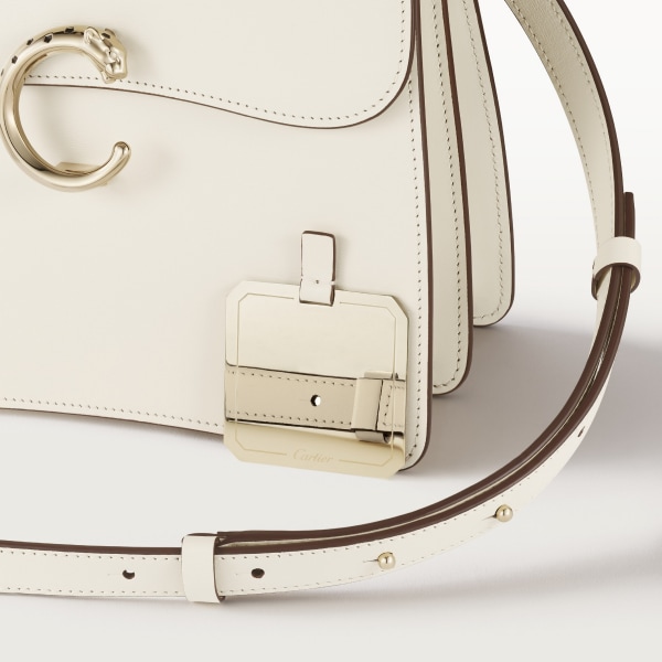 スモール バッグ パンテール C  ソルトホワイト カーフスキン、ゴールドフィニッシュ