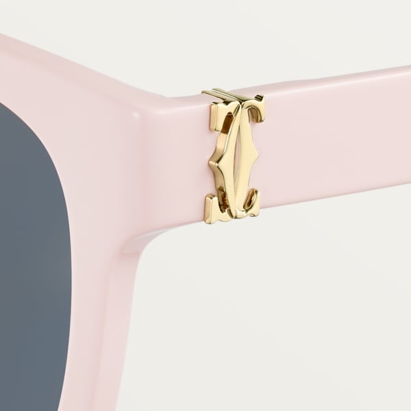 C ドゥ カルティエ サングラス ピンク アセテート、グレーレンズ 