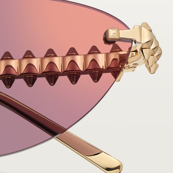 クラッシュ ドゥ カルティエ サングラス スムース ゴールドフィニッシュ メタル、パープルレンズ 