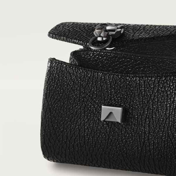 ミニ バッグ パンテール グラフィック  シャイニーブラック クリンクルエフェクト カーフスキン、ルテニウムフィニッシュ