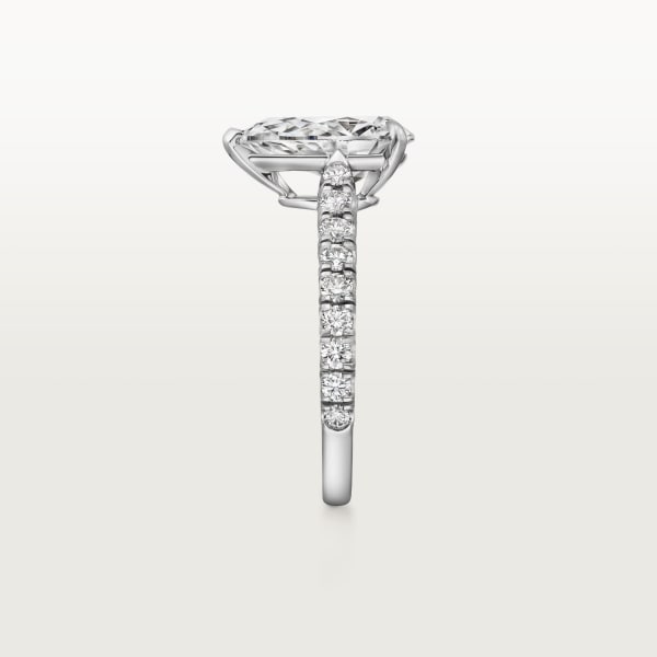 1895 ソリテールリング、ペアシェイプ ダイヤモンド、パヴェセッティング プラチナ、ダイヤモンド