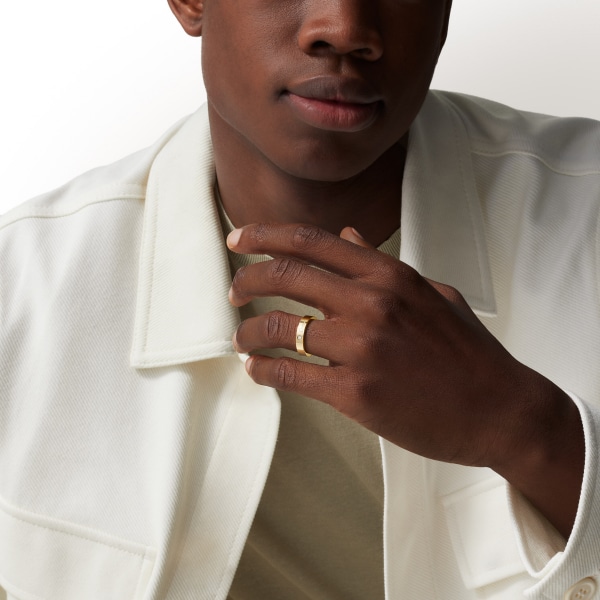 C ドゥ カルティエ ウェディングリング、幅4mm、ダイヤモンド1石 イエローゴールド、ダイヤモンド