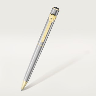 パンテール ドゥ カルティエ ボールペン スモールモデル、ブラッシュドメタル、パラジウムフィニッシュ、ゴールドフィニッシュ