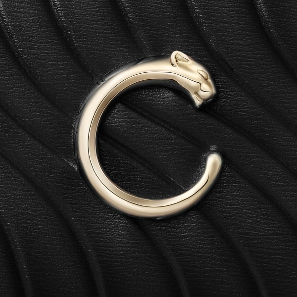 カード ホルダー パンテール C  ブラック カーフスキン、カルティエ シグネチャーモチーフのエンボス加工、ゴールドフィニッシュ