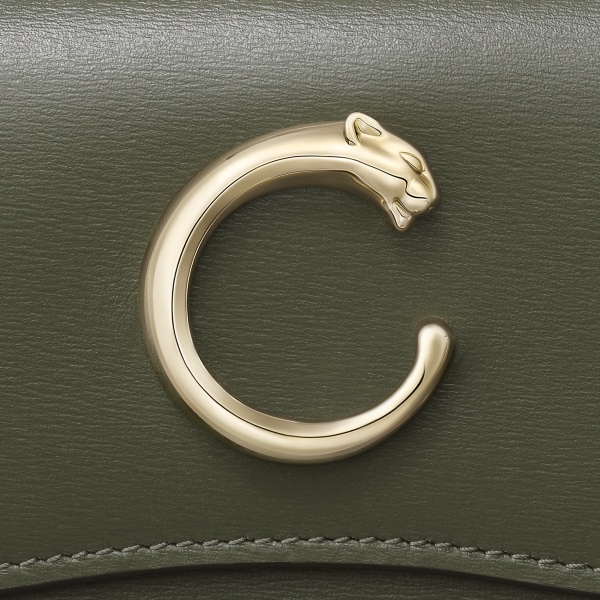 ウォレット 
パンテール C グリーンティー カーフスキン、ゴールドフィニッシュ 