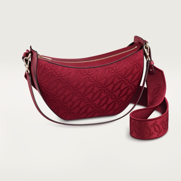 ホーボーバッグ C ドゥ カルティエ  チェリーレッド テクスチャー カーフスキン、刺繡入り、ゴールドフィニッシュ