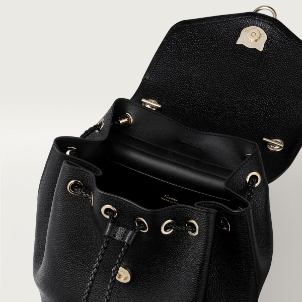 バックパック パンテール グラフィック  ブラック グレイン カーフスキン、ゴールドフィニッシュ