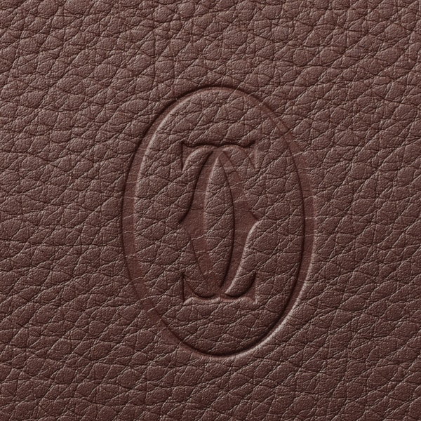 マスト ドゥ カルティエ 2つ折りウォレット チョコレート カーフスキン、パラジウムフィニッシュ