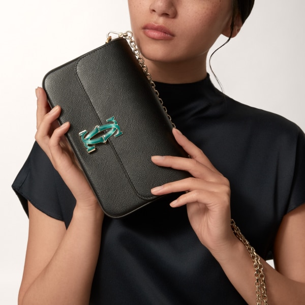 C ドゥ カルティエ チェーンバッグ ミニ  ブラック カーフスキン、ゴールド フィニッシュ