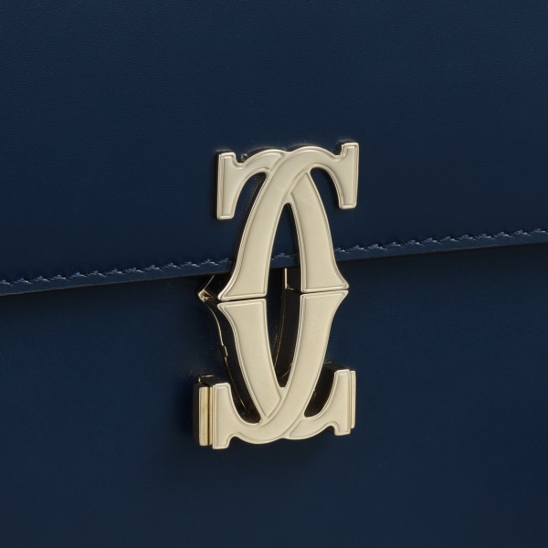 C ドゥ カルティエ ショルダーバッグ ミニ ミッドナイトブルー カーフスキン、ゴールド フィニッシュ