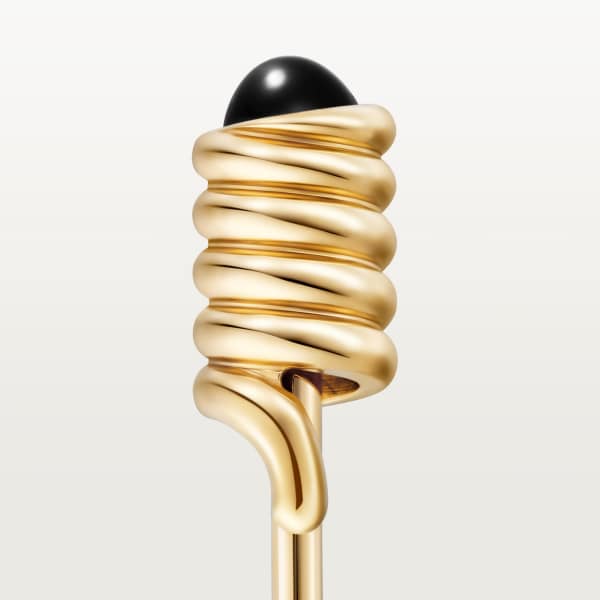 スプリング モチーフ タイピン イエローゴールド、オニキス