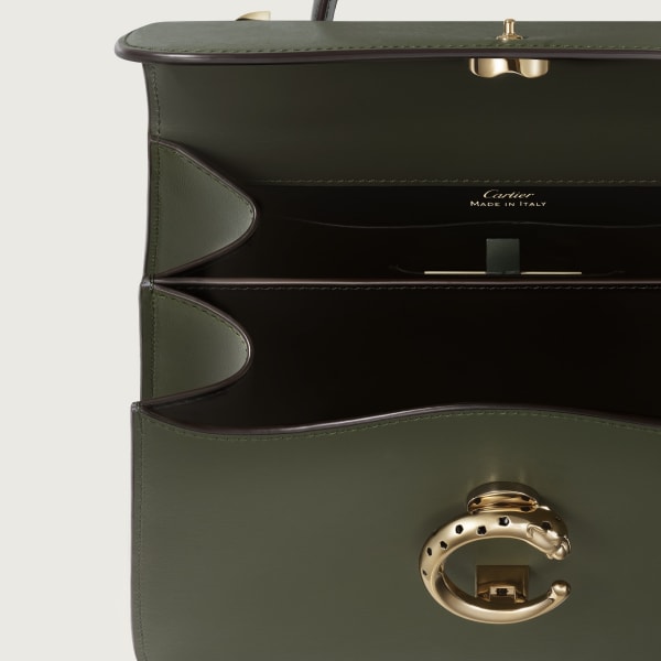 スモール バッグ 
パンテール C グリーンティー グレインド カーフスキン、ゴールドフィニッシュ 