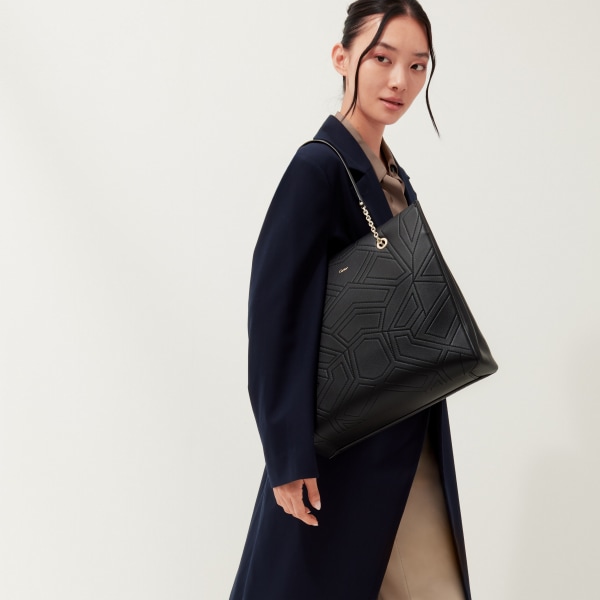 トートバッグ パンテール  ブラック グレイン カーフスキン、ゴールドフィニッシュ