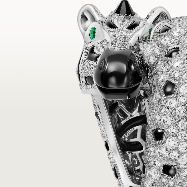 アンドンプターブル ドゥ カルティエ リング、パヴェセッティング ホワイトゴールド、エメラルド、オニキス、ムーンストーン、ダイヤモンド