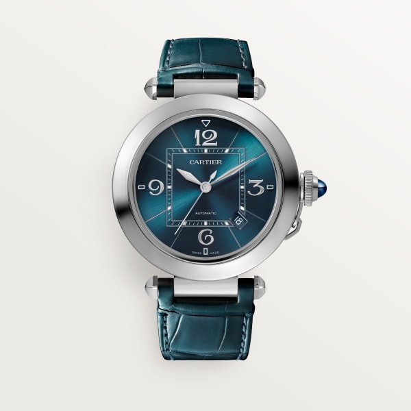 パシャ ドゥ カルティエ ウォッチ 41mm、自動巻きムーブメント、スティール、レザー＆スティール製インターチェンジャブルストラップ