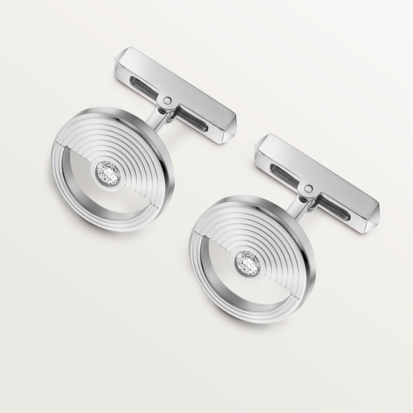 マス ミステリユーズ カフリンクス ロジウムフィニッシュホワイトゴールド、ダイヤモンド