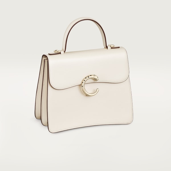 スモール バッグ パンテール C  ソルトホワイト カーフスキン、ゴールドフィニッシュ