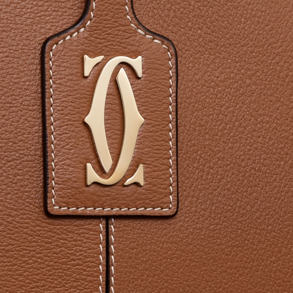 トートバッグ C ドゥ カルティエ  キャラメル グレイン カーフスキン、ゴールドフィニッシュ