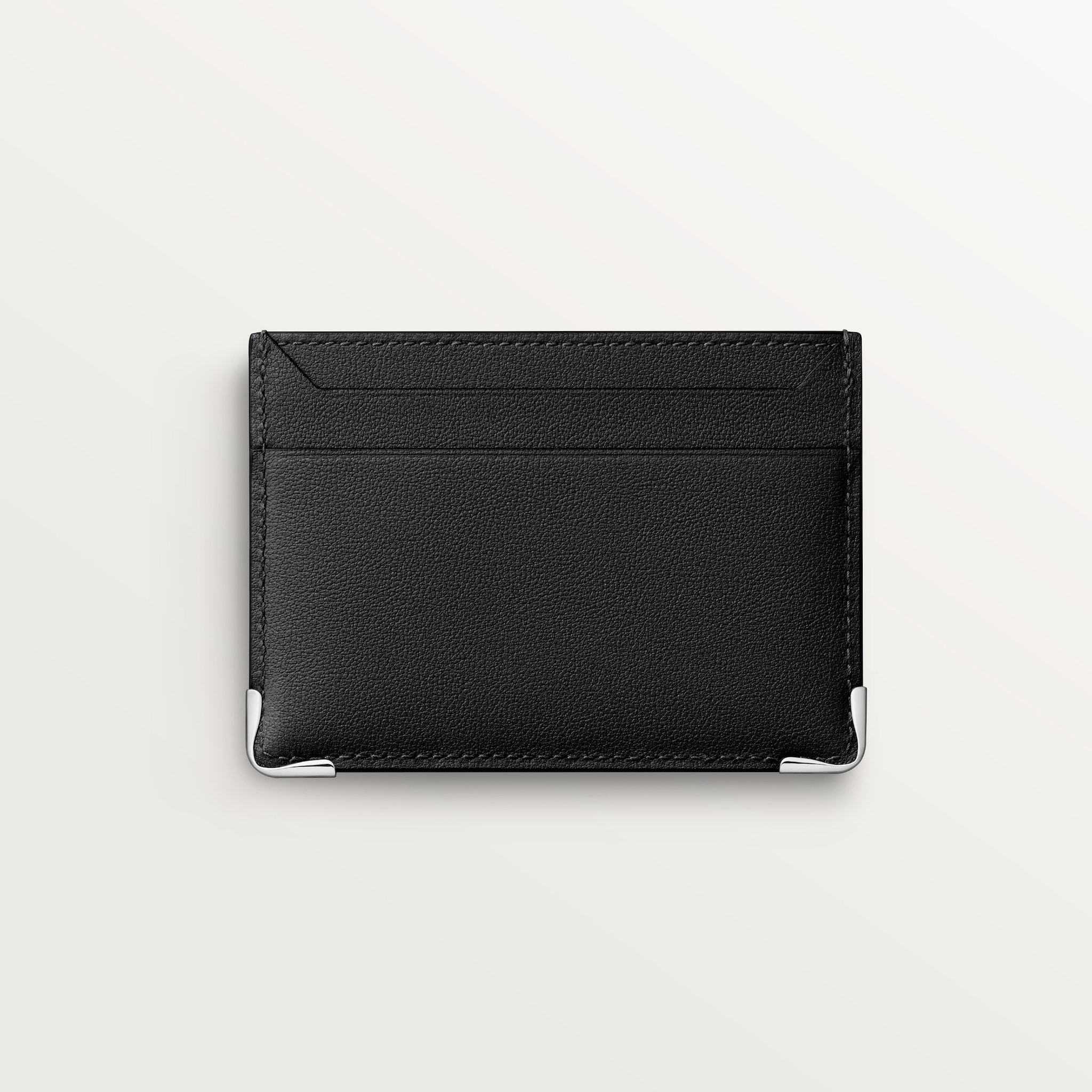 カード ホルダー マスト デボス加工 ブラック カーフスキン、ゴドロンモチーフ、パラジウムフィニッシュ